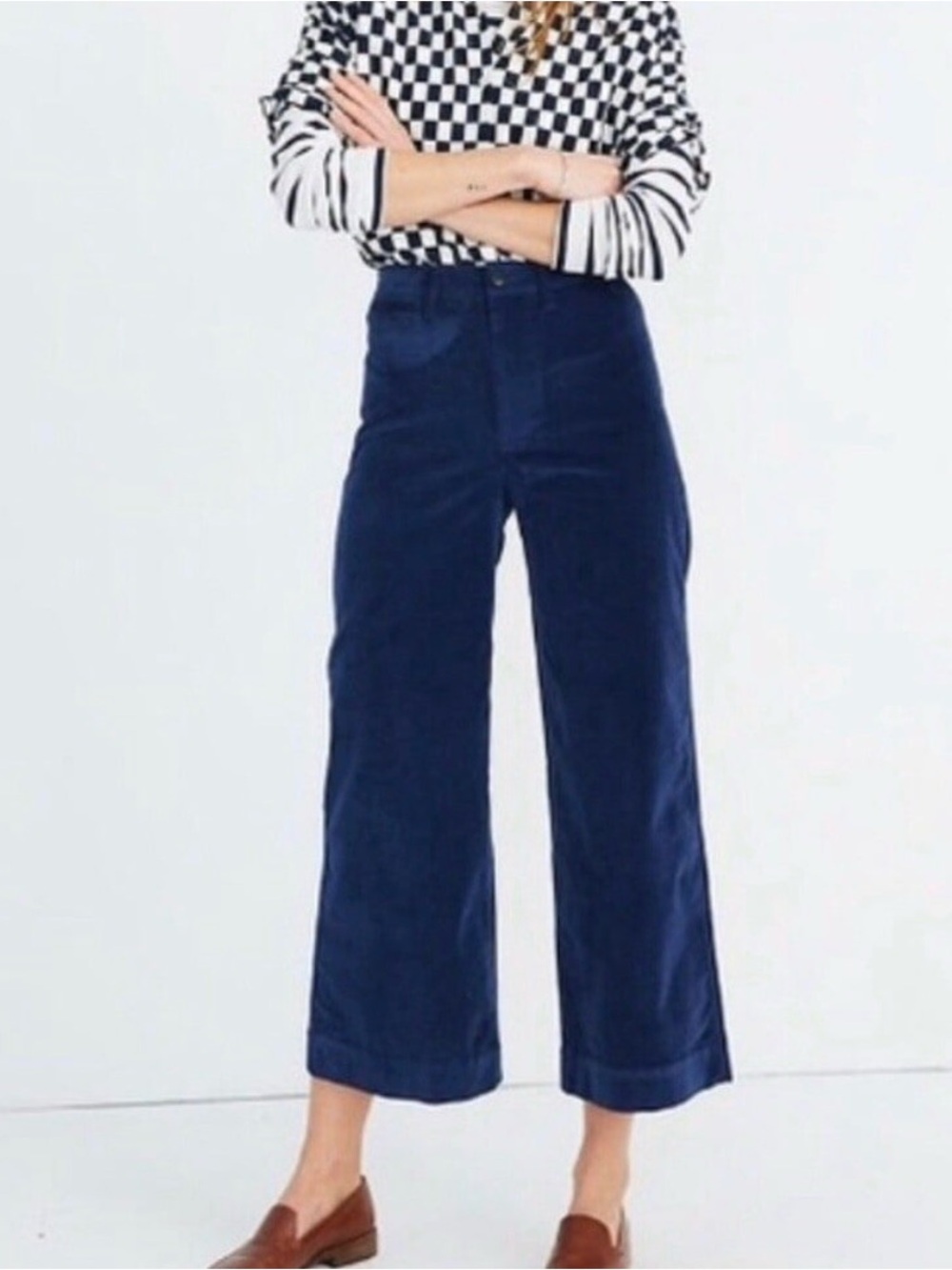 NWT Madewell Emmett Wide Leg Velveteen Crop Pants size 35P